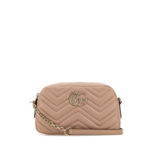 구찌 여성 베이지 GG 가죽 하프문 크로스백 855273AAFXD 5703