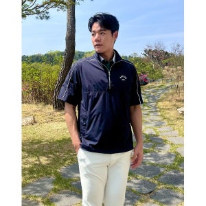[헤지스골프] 남성 다크네이비 반팔 아노락 HUJU4B912N3