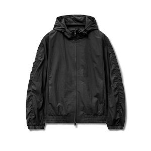[TNGT] 블랙 싱글 레이어 스포티 후드 윈드브레이커 바람막이 TNJU4E103BK