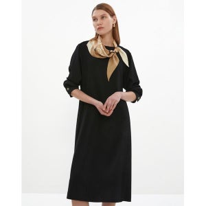 [닥스레이디스] 블랙 허리뒷밴딩셔링 긴팔원피스(스카프 추가구성) DLDR4A101BK