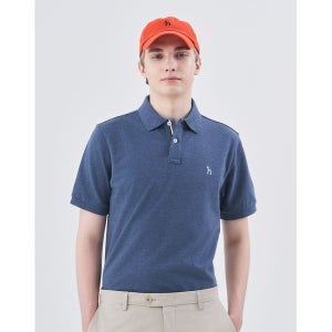 [헤지스] 남성 다크 블루 멜란지 반팔 피케 티셔츠 HZTS4B403B3