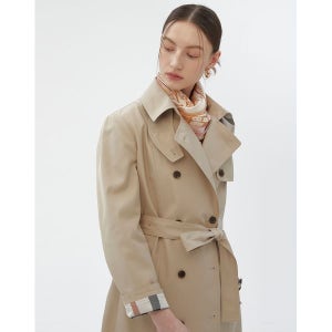 [닥스레이디스] 베이지 닥스문장포인트 면혼방 더블롱 트렌치코트 DLCO4BE23I2