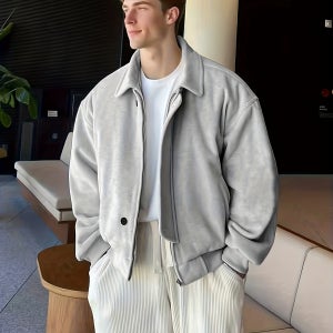 2025 Autumn/Winter New Men’s Lapel Full-Zip Long Chain Sweatshirt Long Sleeve Jaet