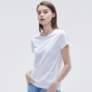 [와이잭] 시그니처 클래식 & 베이직 핏 반소매 티셔츠 (WOMEN) / WHITE KLJT003