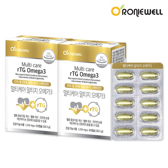 <b>로니웰</b> <b>로니웰</b> 멀티케어 알티지 <b>오메가3</b> 30캡슐 x 2개 (총 2개월분)