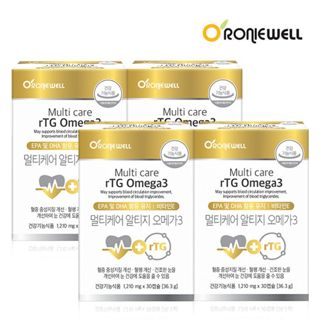 <b>로니웰</b> <b>로니웰</b> 멀티케어 알티지 <b>오메가3</b> 30캡슐 x 4개 (총 4개월분)