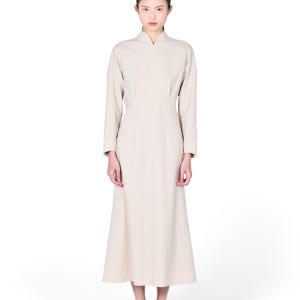마메 쿠로구치 베이지 패널 컷 원피스 드레스 MM26SS-DR019