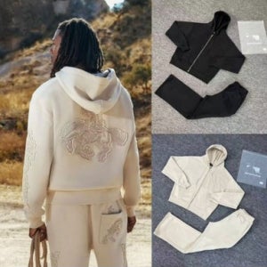 Derschutze 아플리케 자수 후드 집업 자켓 outer & pnnts 셋업 set [스트릿 편집샵 람스]