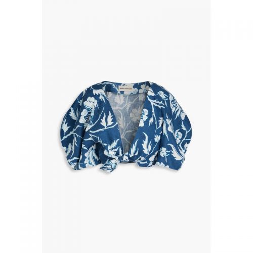 MARA HOFFMAN Navya cropped floral-print hemp top