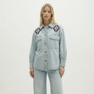 [베르니스] 에스닉 배색 자수 데님 셔츠 BE26S3FRHD131 22CIENNA