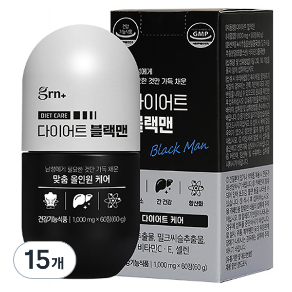 GRN 다이어트 블랙맨 60g  60정  15개