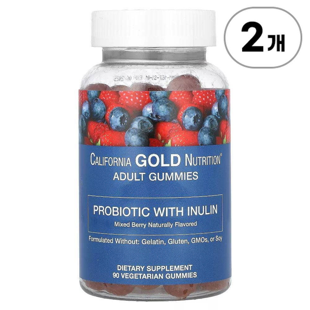 캘리포니아 골드 뉴트리션 이눌린 <b>프로바이오틱스</b> 구미 <b>믹스베리</b>맛 California Gold Nutrition Probiotic <b>with</b> Inulin Gummies Natural