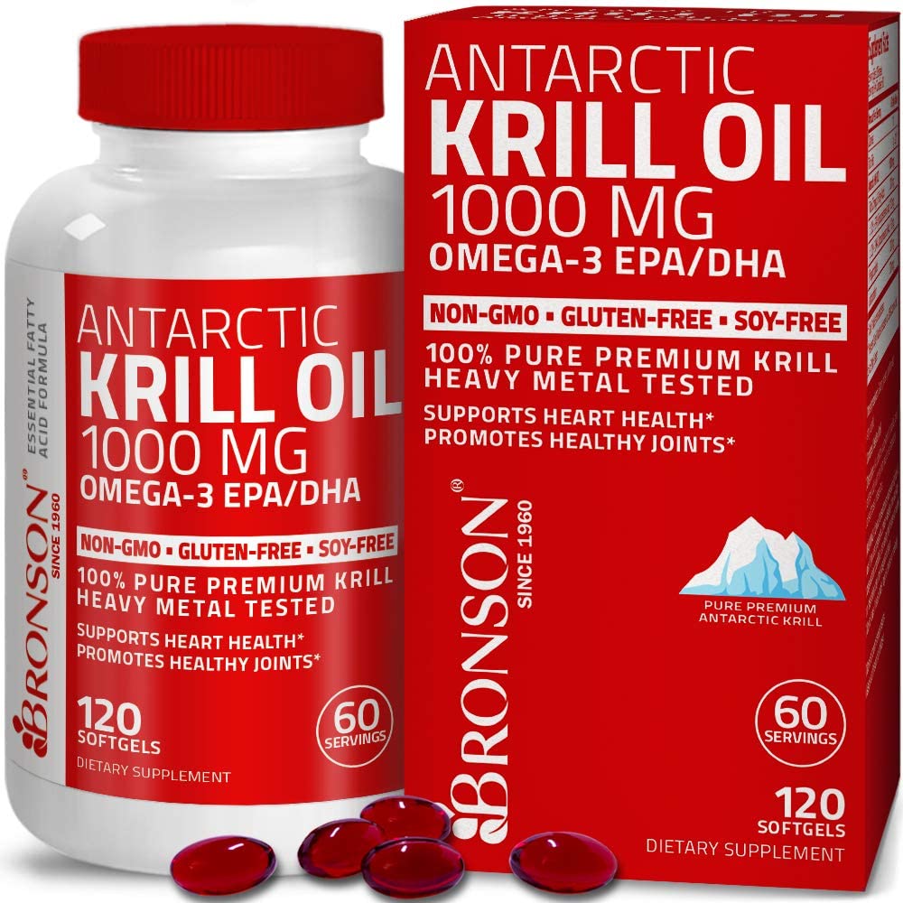 <b>Bronson</b> Antarctic 크릴오일 Krill Oil 1000mg 120정  2개  2개