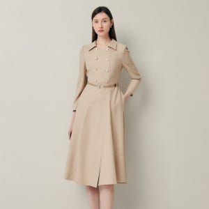 [지고트(OUTLET)] 모나코 라인 더블 버튼 원피스 (MELANGE BEIGE) JR4A0OP463