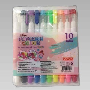 국산 팝콘펜10p세트 팝콘칼라펜 팝콘펜 색연필 아동교재 미술교재 방과후미술