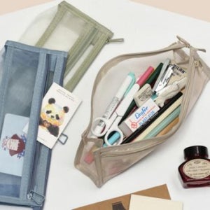 학생 파우치 케이스 2단 메쉬 5P 펜슬 신학기 메쉬지퍼백