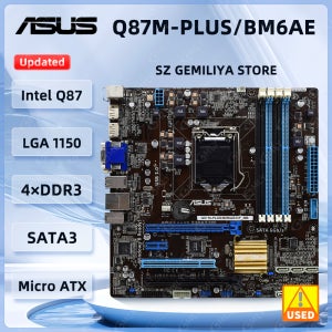 ASUS Q87M-PLUS 마더보드 Q87M-PLUS/BM6AE/DP_MB 인텔 Q87 LGA 1150 DDR4 16GB 지원 i7-4770 i5-4590 i5-4670 i3-43