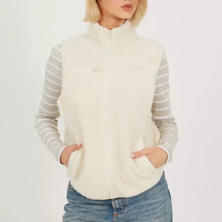 브레이브소울 여성 크림색 풀 집업 플리스 조끼 포켓 디테일 크림 BS Womens Full Zip Fleece Gilet with Pocket Detail Cre 152645884