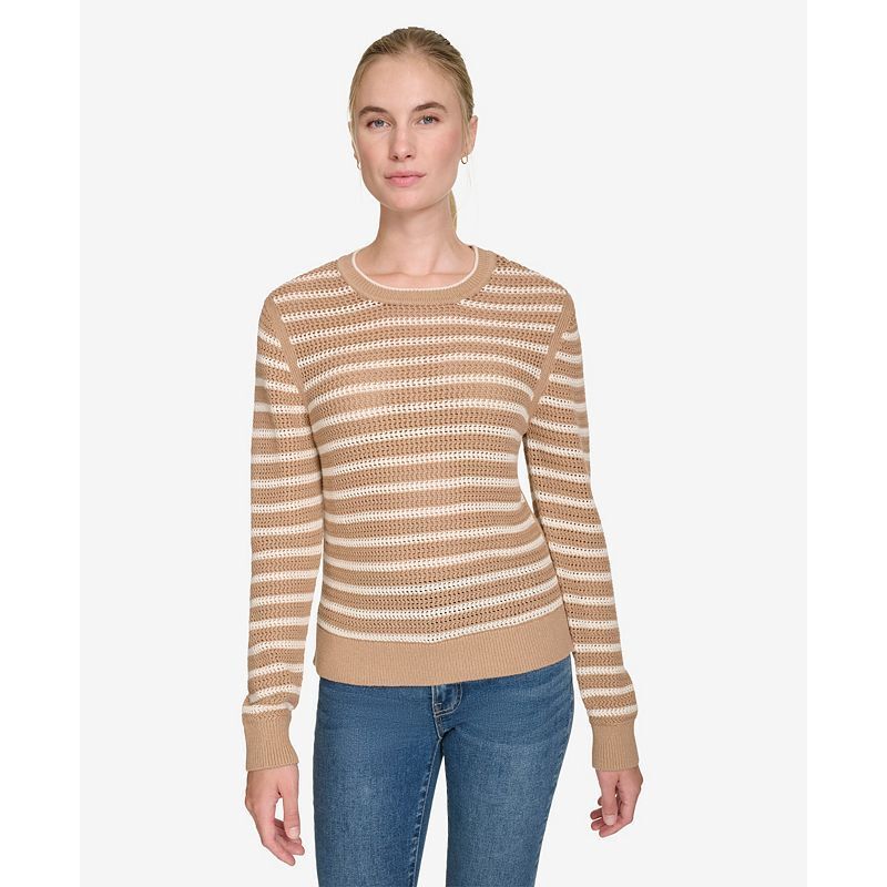 Nautica Jeans 여성 롱 슬리브 포인텔 크루넥 스웨터 넥 Women s Long Sleeves Pointelle Crew Neck Sweater 1996 118848567