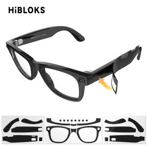 Ray-Ban Meta Wayfarer RW4006/RW4012 GEN 1 & 2 50-22 스마트 안경 프레임 템플 프로텍터 커버용 HiBloks 샤이니 블랙 스티커