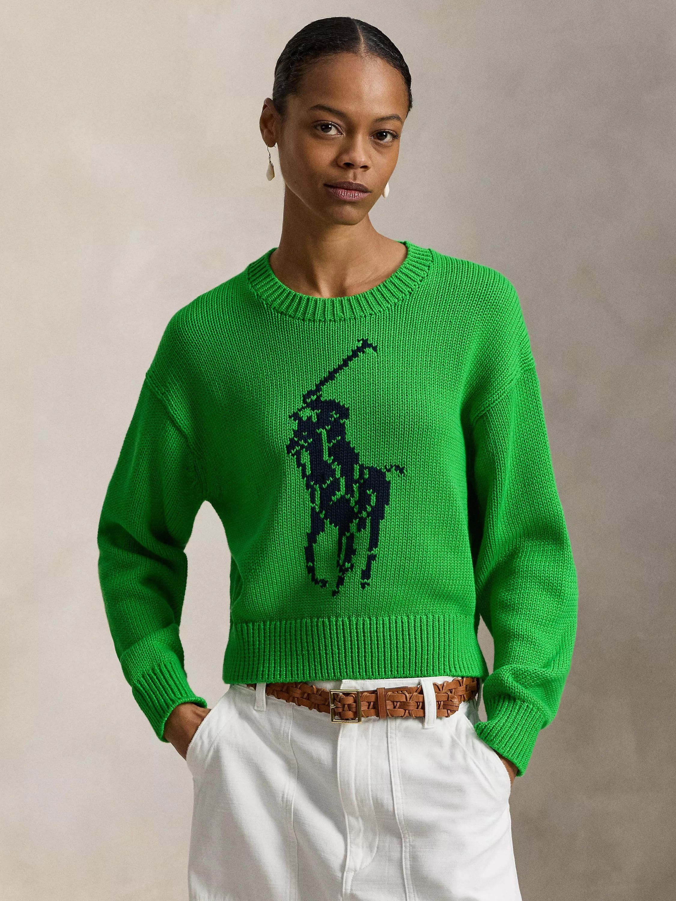 폴로랄프로렌 로고 인타르시아 니트 점퍼 팜 그린 폴로 Polo Logo Intarsia Knit Jumper, Palm Green 114591543 152740158
