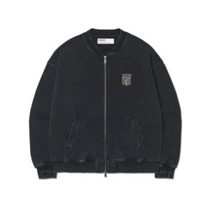 노매뉴얼 Emblem Sweat Zip-Up - Washed Black