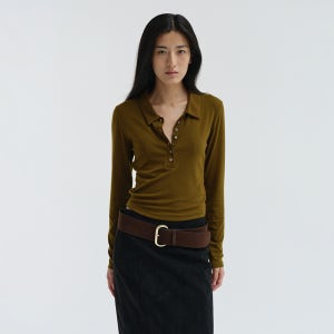 [더스] [8th] 아야 슬림 피케 탑 - 카키