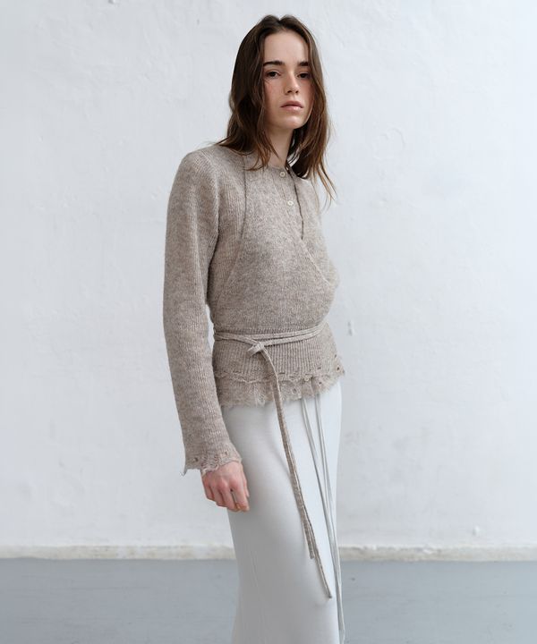 [로우타이드] RAW EDGE HALTER KNIT [BEIGE]