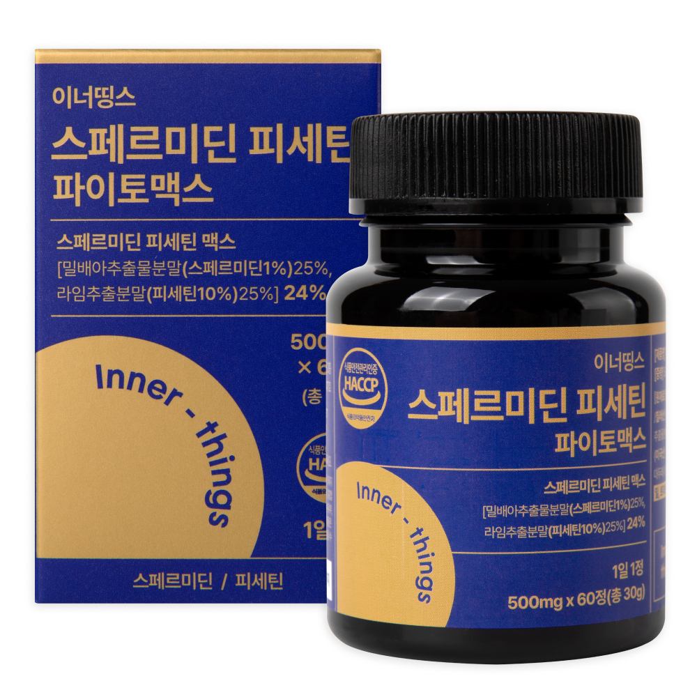 이너띵스 스페르미딘 <b>피세틴</b> 파이토맥스 500mg x 60정, 1개