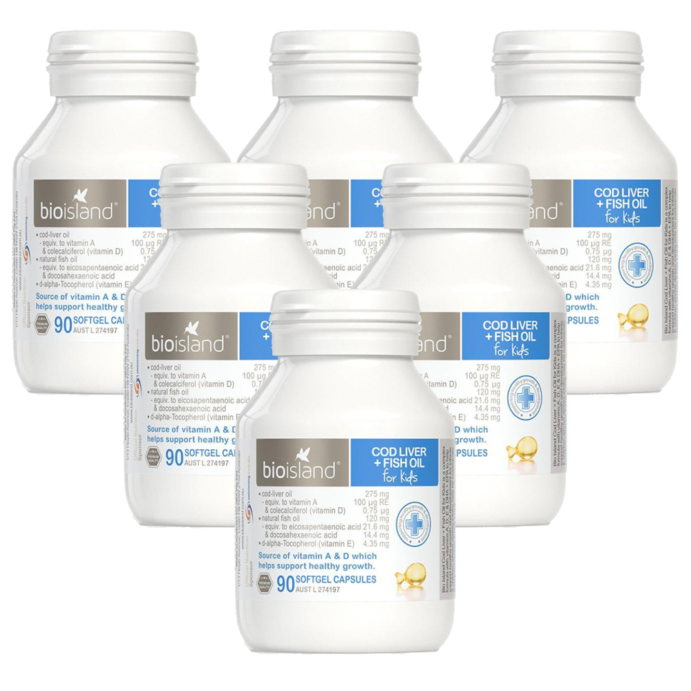 바이오아일랜드 <b>코드</b>리버+피쉬<b>오일</b> 오메가3 <b>키즈</b> 90캡슐, 6개