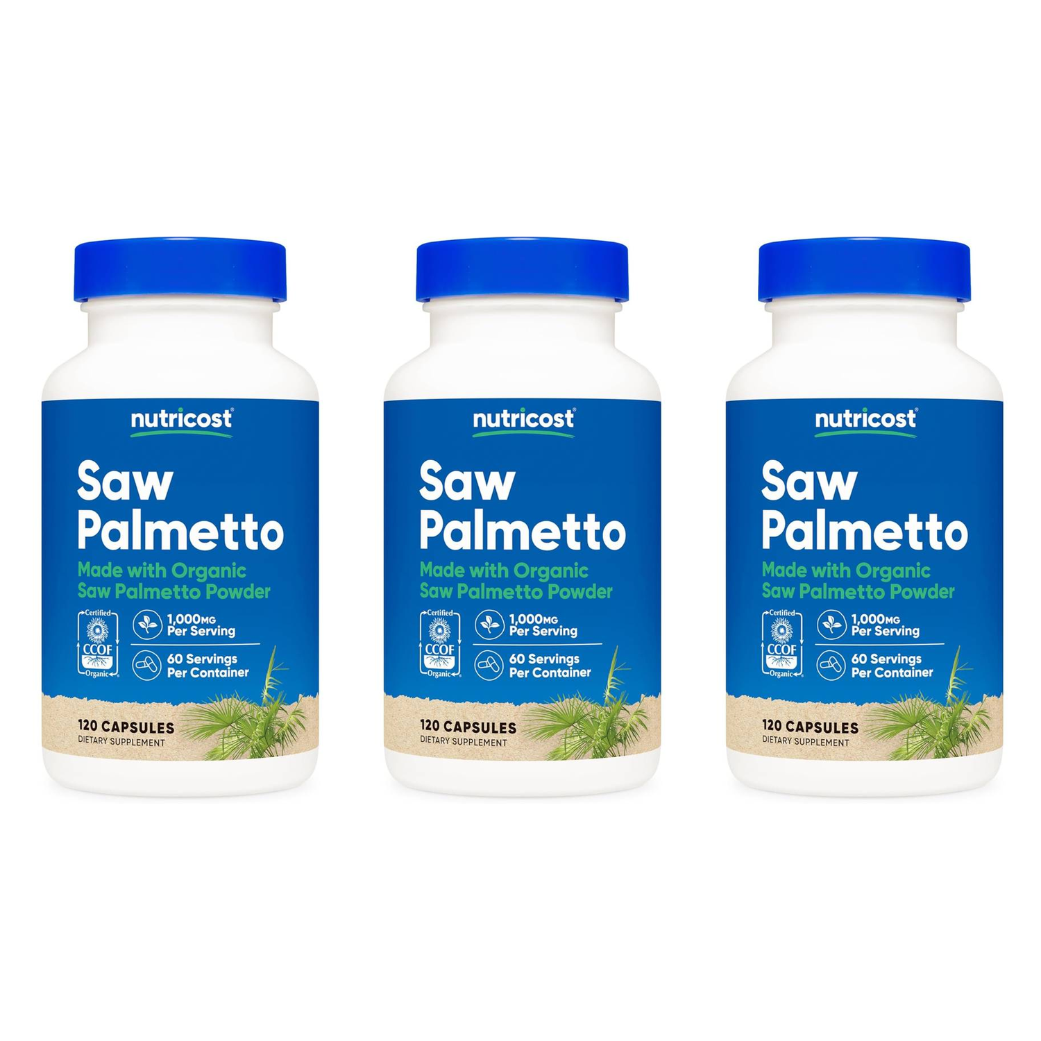 <b>Nutricost 쏘팔메토</b> 1000mg 120캡슐 3팩