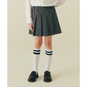무신사 스탠다드 키즈 치마 원피스 스커트 밴딩 플리츠 [미디엄 그레이]
