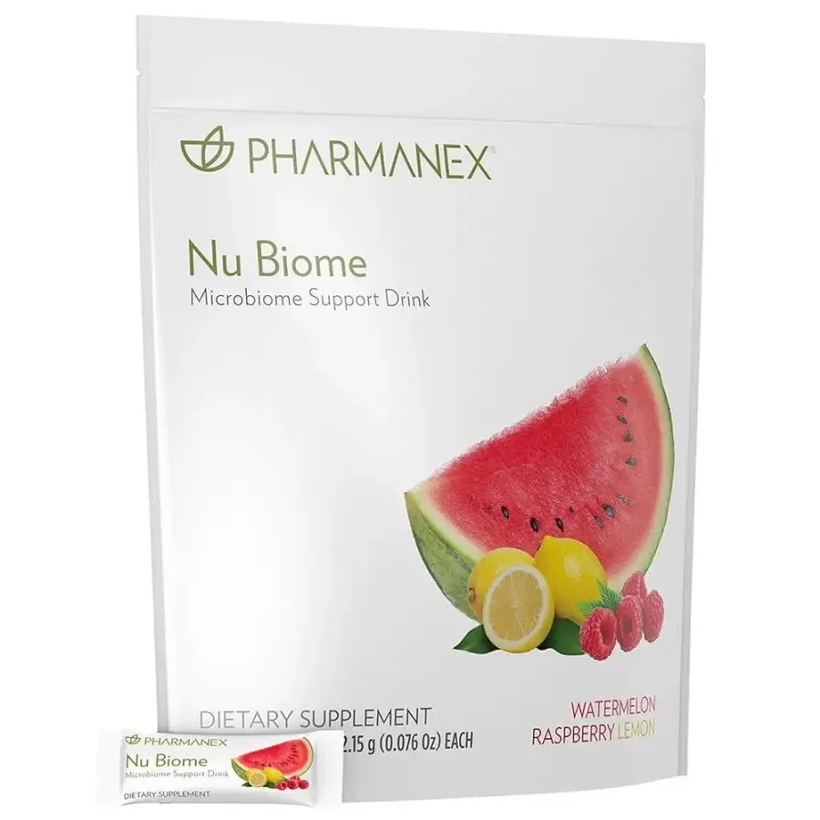 <b>Nu Skin</b> Pharmanex Biome | 장 및 건강 보충제 소화 균형 <b>에너지</b> 프리바이오틱 항산화 포뮬러 30팩 수박 라