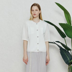 [아이잗바바(OUTLET)] 메탈 버튼 썸머 니트 가디건 (MINT) BR5A1CD391