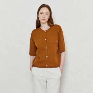 [아이잗바바(OUTLET)] 메탈 버튼 썸머 니트 가디건 (CAMEL) BR5A1CD391