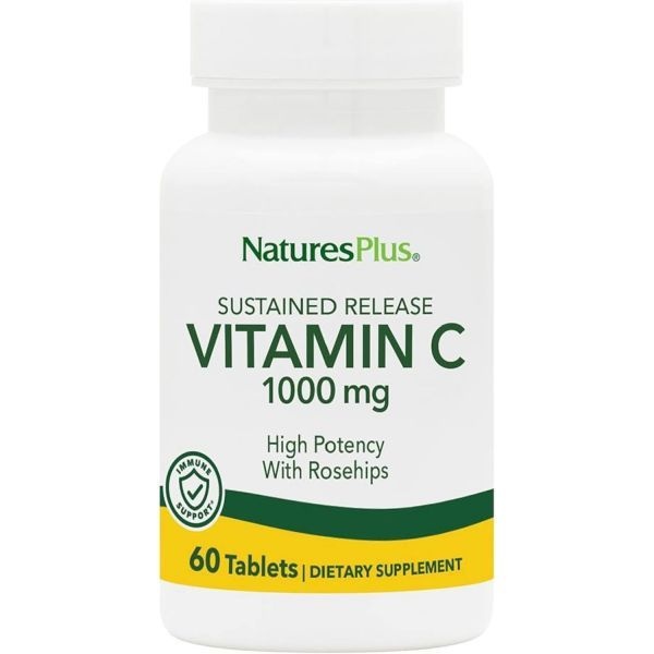 NaturesPlus Vitamin C 1000 mg with Rose Hips - 60 Sustained Release Tablets - Supports Health, Energ