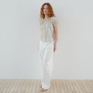 [포에트서울] [인플루언서 착용/20th]checked puff sleeve blouse_lime green
