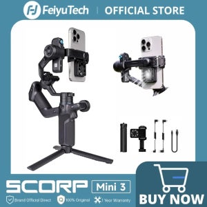 FeiyuTech SCORP Mini 3  짐벌 스태빌라이저 스마트폰용 내장 AI 트래킹 모듈 냉각 팬 2KG 페이로드 통합 그립 포함