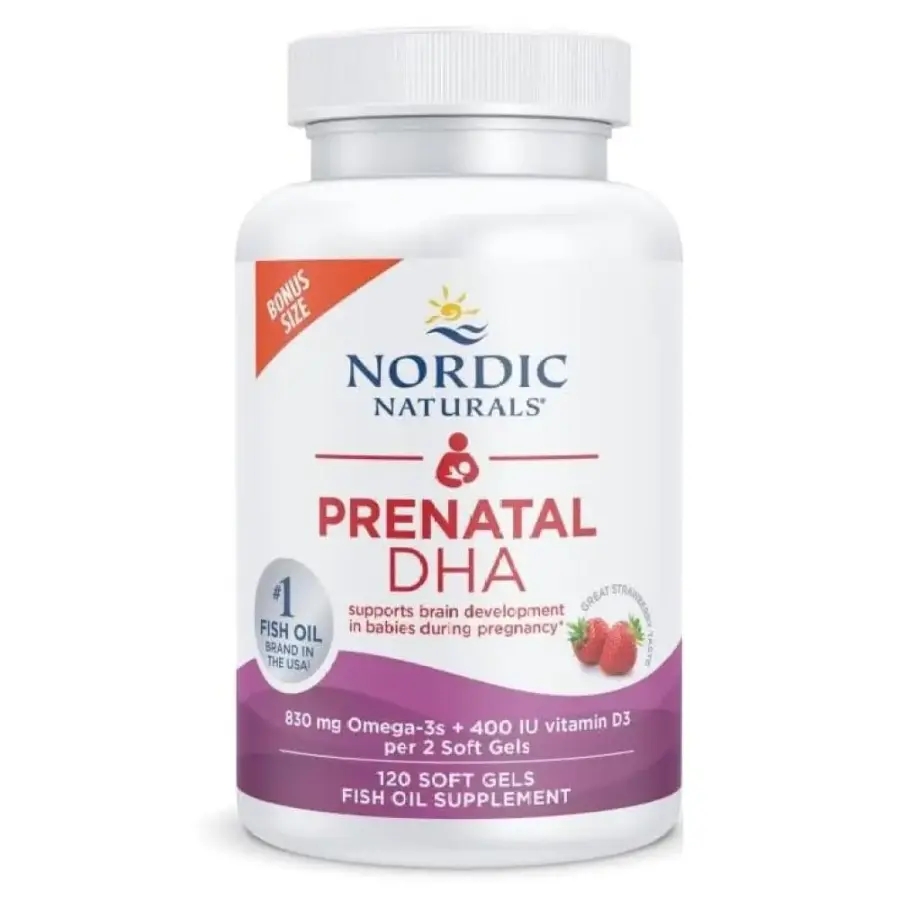 노르딕 내추럴스 <b>프리네이탈</b> <b>DHA</b> 오메가3 830mg 딸기맛 소프트젤 120정