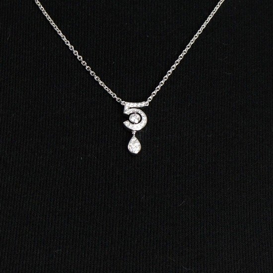 [와이즈럭스 중고명품] 샤넬 J11991 18K화이트골드 Eternal N 5 이터널 넘버5 0.34CT 25P다이아 네크리스 여성 목걸이aa60874