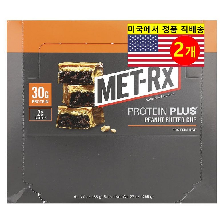 <b>MET-Rx 운동</b> 전 <b>후</b> 땅콩 버터 컵 프로틴 바 9개입 765g 1개  2개