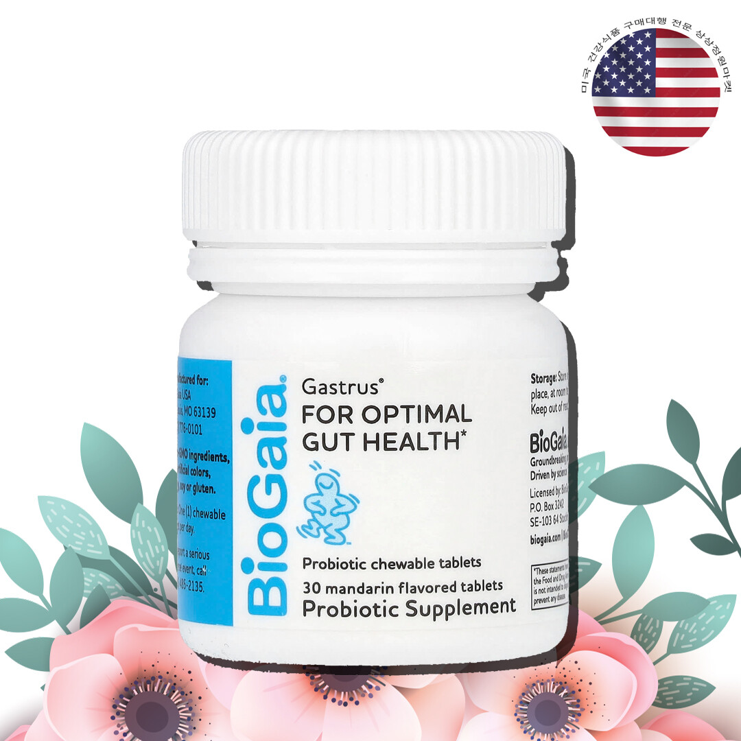 바이오가이아 가스트러스 <b>포 옵티멀 거트 헬스</b> 프로바이오틱 만다린 200만 CFU 30정