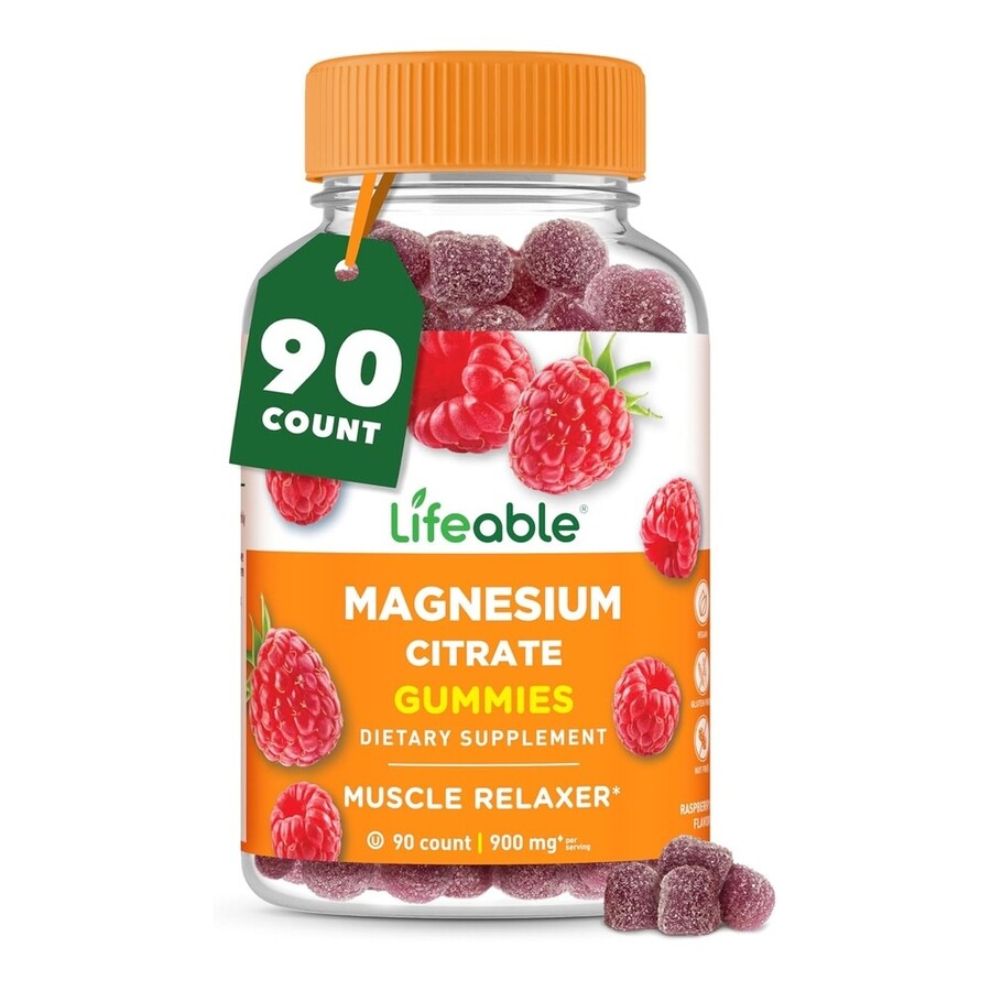 Lifeable <b>마그네슘 시트레이트 900mg</b> 라즈베리맛 90정