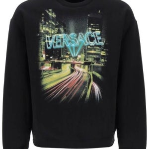 베르사체 긴팔 티셔츠 시티 라이츠 스웨트셔츠 블랙