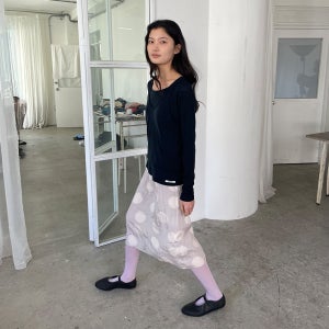 [아유서울] BASIC H-LINE PRINTED BANDING SKIRT, DOT