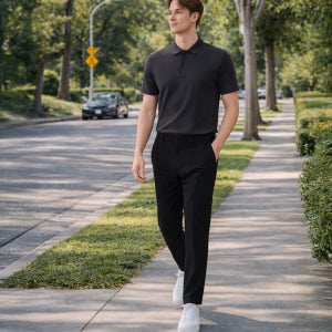 [헤지스 골프] [LF몰 단독][ONLINE EXCLUSIVE] 블랙 남성 듀얼무브 레귤러핏 팬츠 HUPA6B902BK