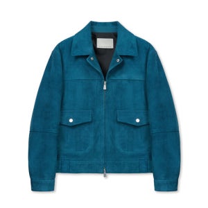 언지미크 Cobalt Suede Trucker Jacket (Blue / Goatskin)