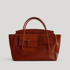 [킨더살몬] Tessa Leather Tote Bag Cognac