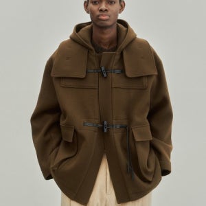 [노이어] 오버핏 후드 더플 하프 코트 (브라운) N22WCT07-BR