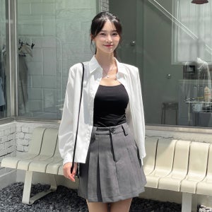 시노코 [시노코]뮤즈 오버핏 크롭 긴팔 셔츠 W25SH303